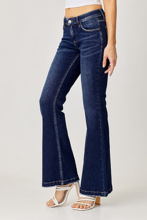 RISEN Full Size Low Rise Flare Jeans - Case Collection Clothing