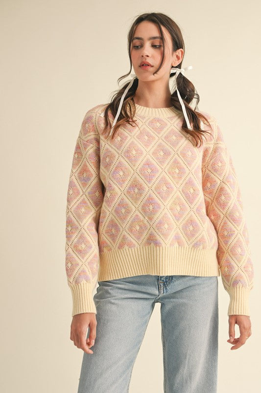 Dani Pointelle Diamond Sweater