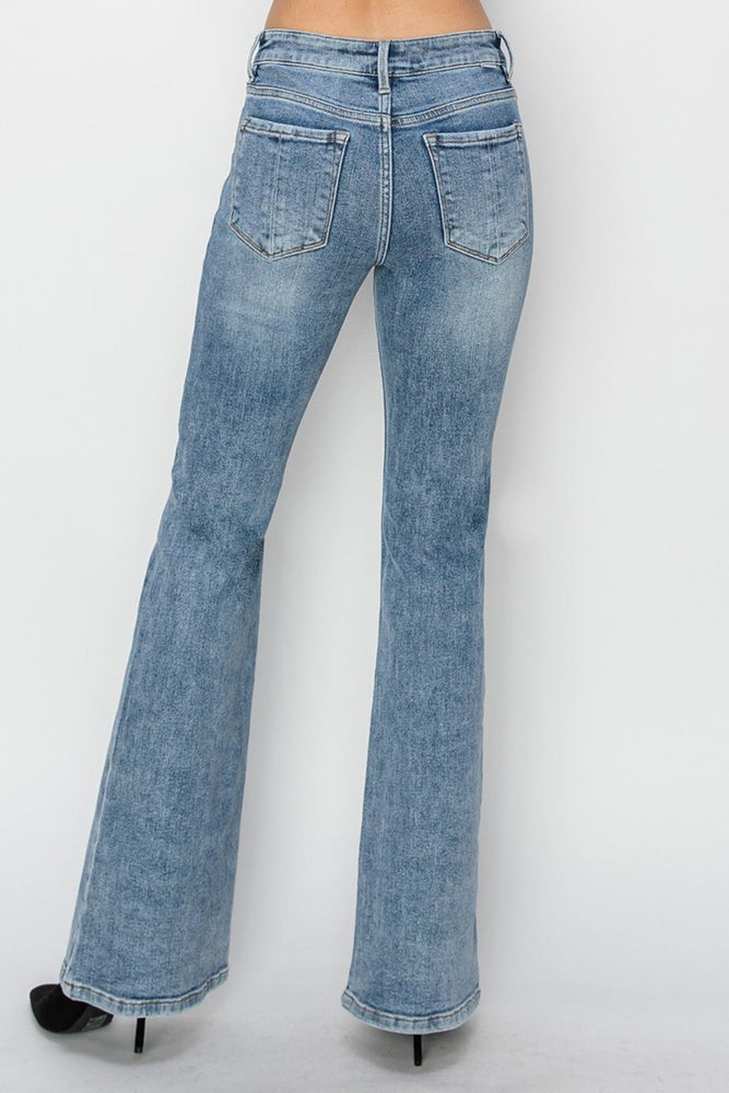 RISEN Full Size Mid Rise Bootcut Jeans - Case Collection Clothing