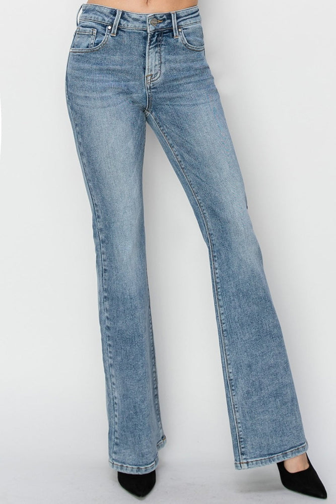 RISEN Full Size Mid Rise Bootcut Jeans - Case Collection Clothing