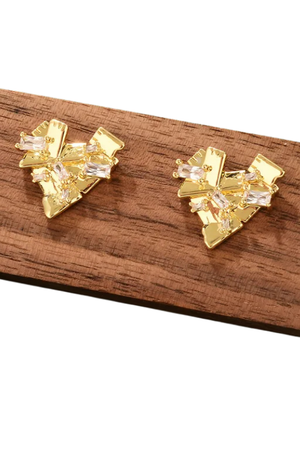 Gold Abstract Heart Studs