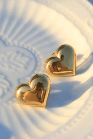 Gold Heart Stud Earrings - Case Collection Clothing