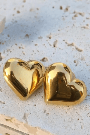 Gold Heart Stud Earrings - Case Collection Clothing