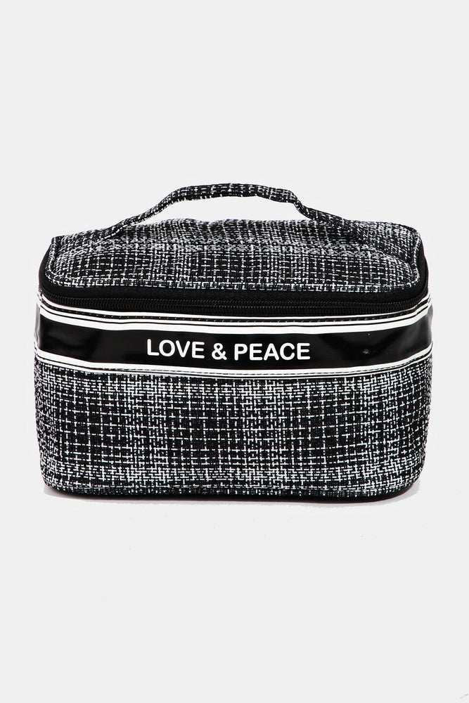 Love & Peace Striped Handle Bag, makeup bag, Black / One Size, Black