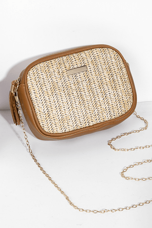 Natural Straw Crossbody | Cognac - Case Collection Clothing