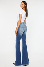 Kancan High Rise Wide Waistband Flare Jeans - Case Collection Clothing