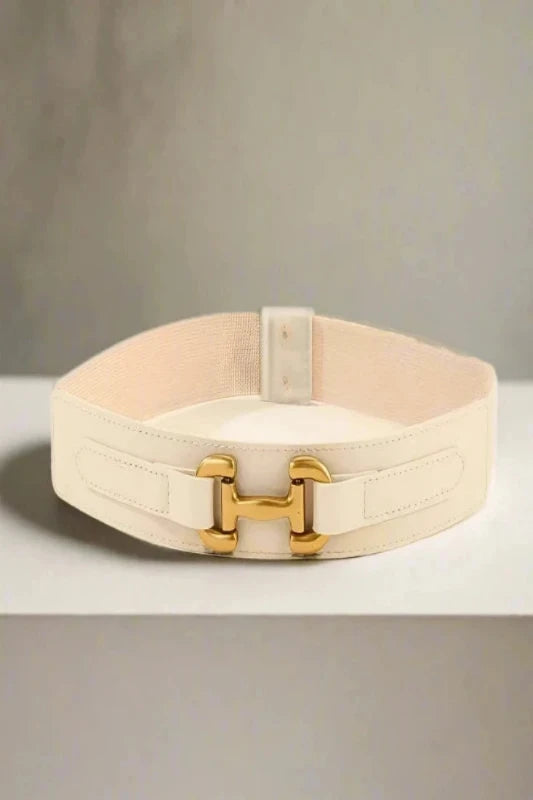 Horsebit Elastic Belt | Ivory