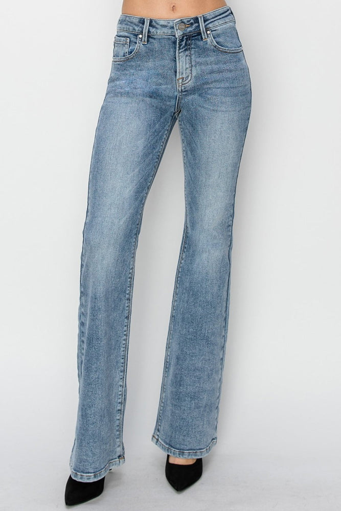 RISEN Full Size Mid Rise Bootcut Jeans - Case Collection Clothing