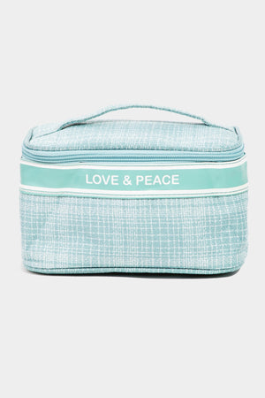 Love & Peace Striped Handle Bag, makeup bag, Blue / One Size, Blue