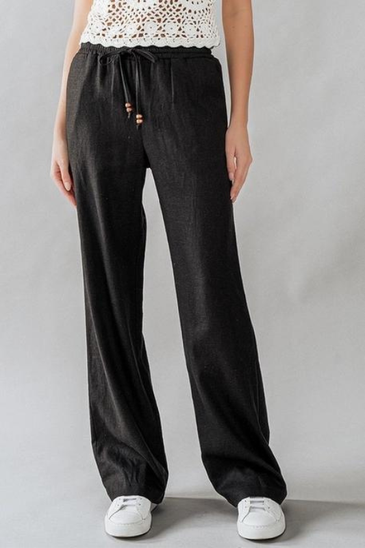 Fray Drawstring Linen Pants Grey : shop at velvet