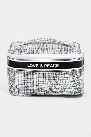 Love & Peace Striped Handle Bag, makeup bag, White / One Size, White