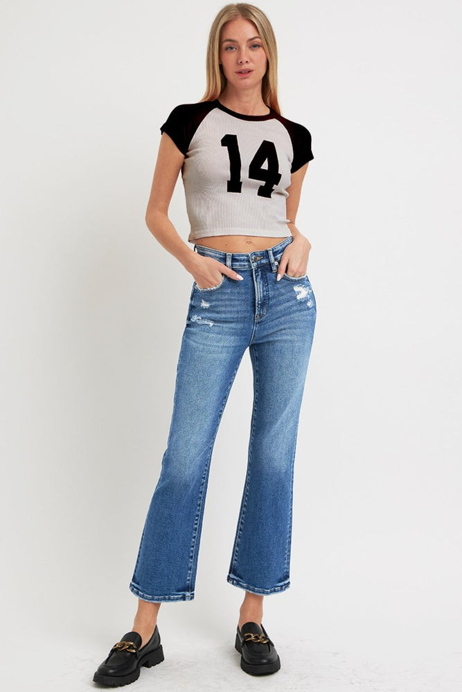 RISEN Full Size Tummy Control High Rise Crop Bootcut Jeans - Case Collection Clothing