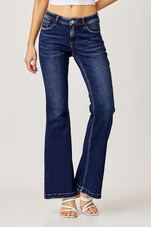 RISEN Full Size Low Rise Flare Jeans - Case Collection Clothing