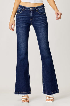 RISEN Full Size Low Rise Flare Jeans - Case Collection Clothing