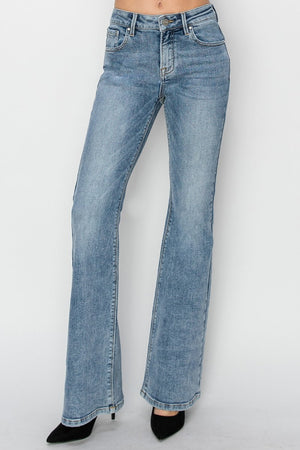 RISEN Full Size Mid Rise Bootcut Jeans - Case Collection Clothing