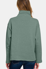 Turtleneck Half Snap Fleece Sweatshirt | Jade